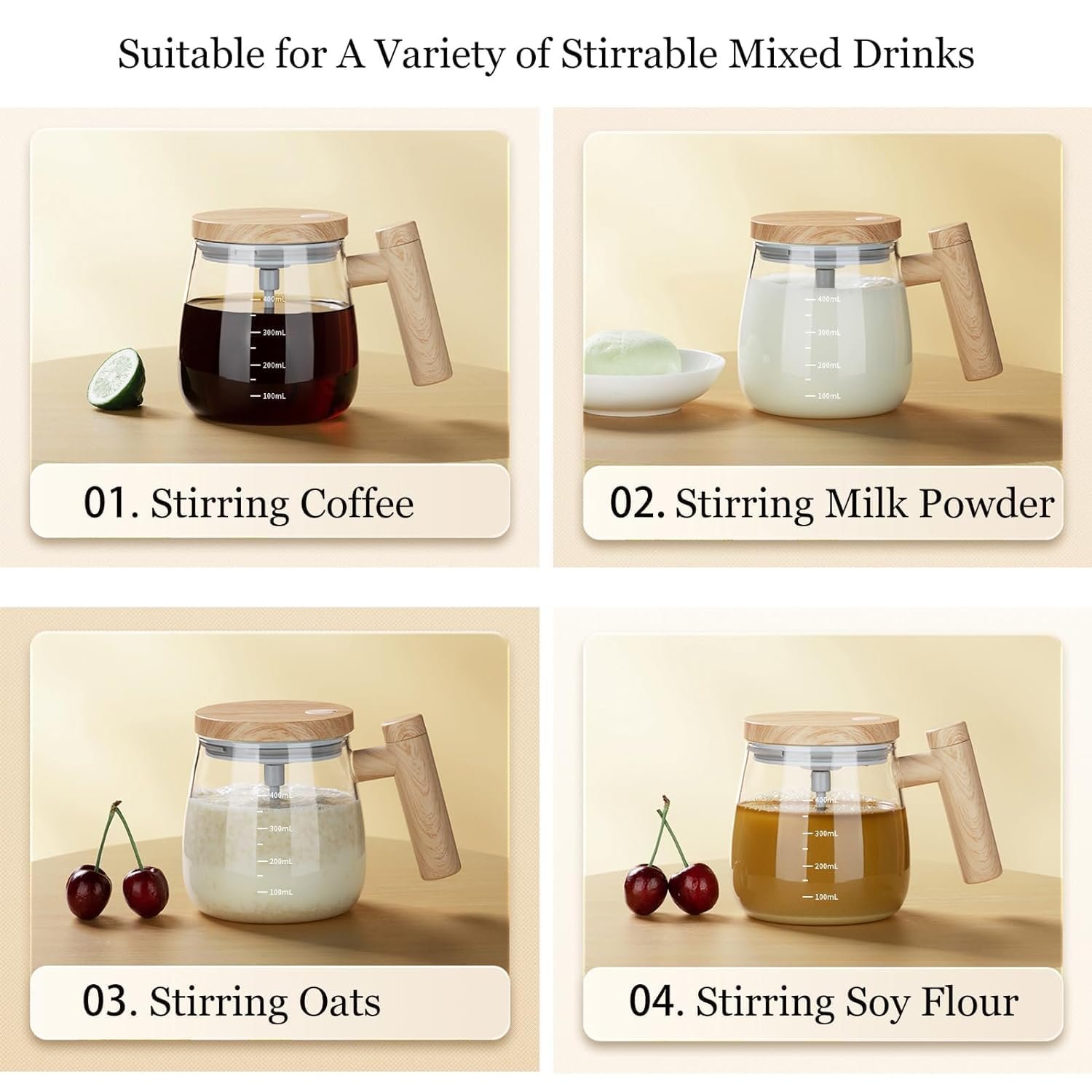 Self Stirring Glass Mug