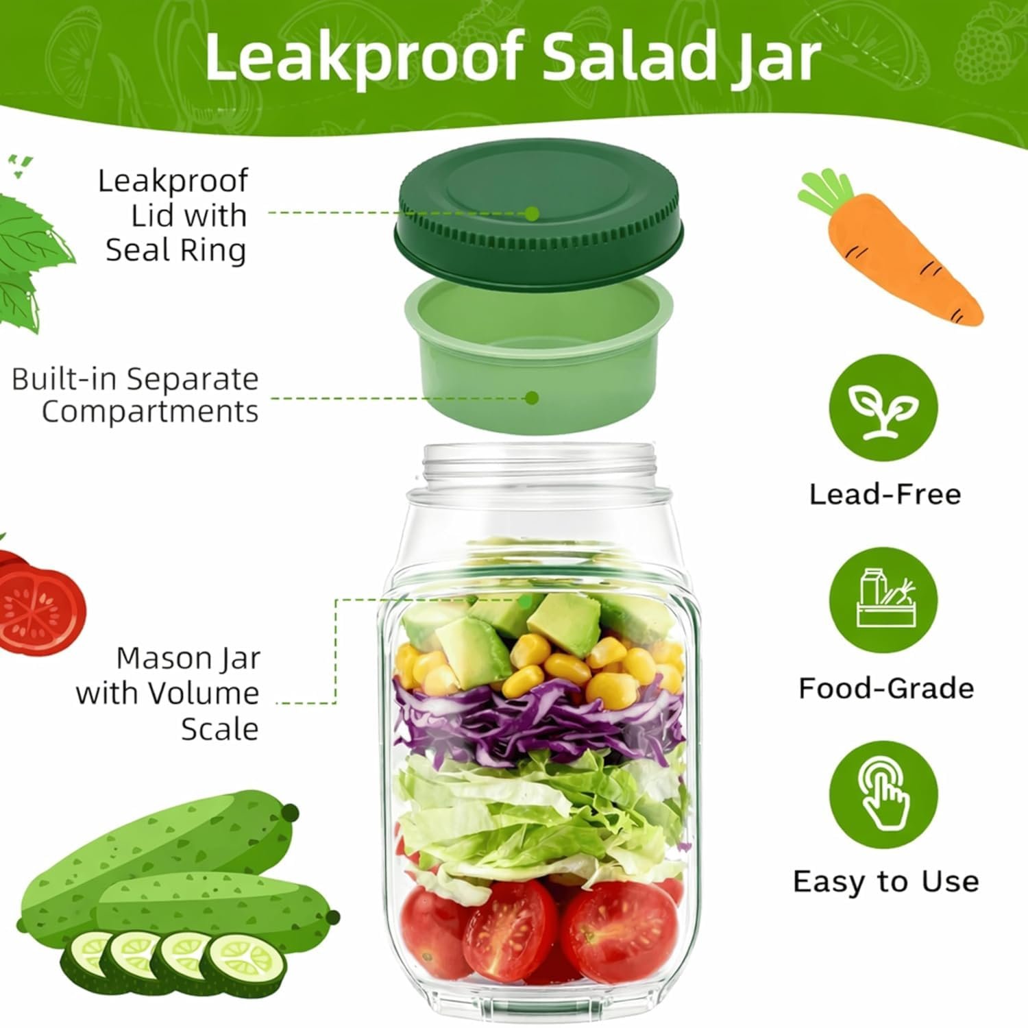 Salad Jar Container