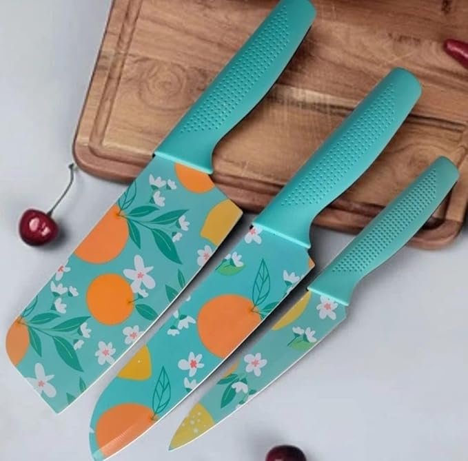 3 PCS PRINTED KNIFE BLUE