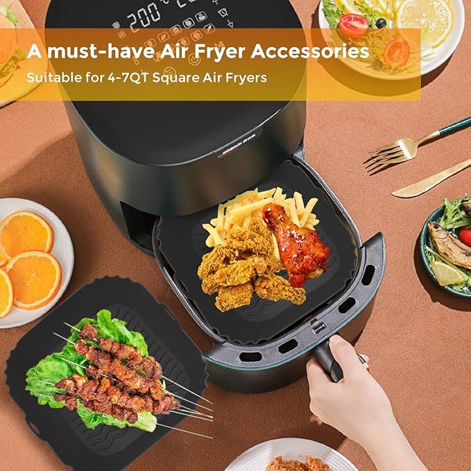 SQUARE SILICONE AIR FRY (PACK OF 2)