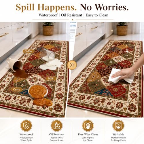 Premium 2-Piece Kitchen Floor Mat Set | Anti-Slip Washable Kitchen Runner Rug