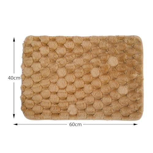 Bathroom Mat | Anti Slip, Anti Skid Mat for Bathroom Floor | Soft, Washable, Water Absorbent, Quick Dry, Non Slippery Bath Rug Large Size (60x40 cm) (Check Brown)