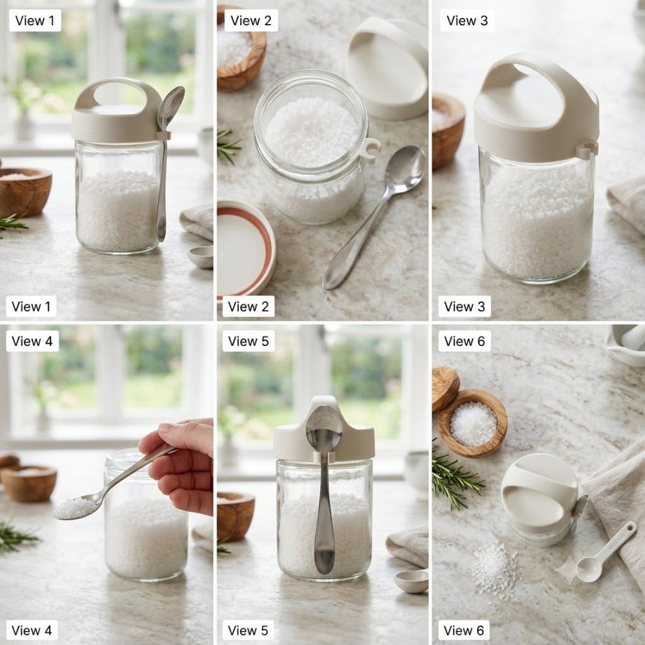 GLASS JAR WITH SPOON 350ML (pack of 2)