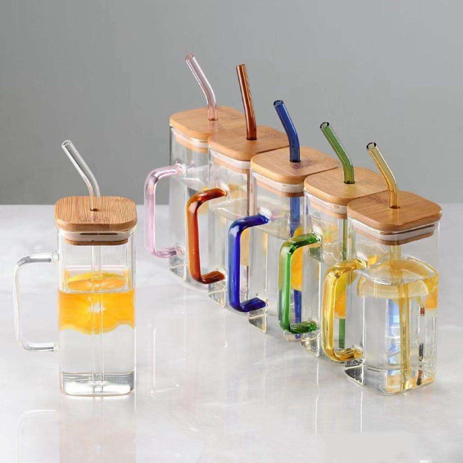 SQUARE MASON WOODEN LID JAR 400ML (pack of 2)