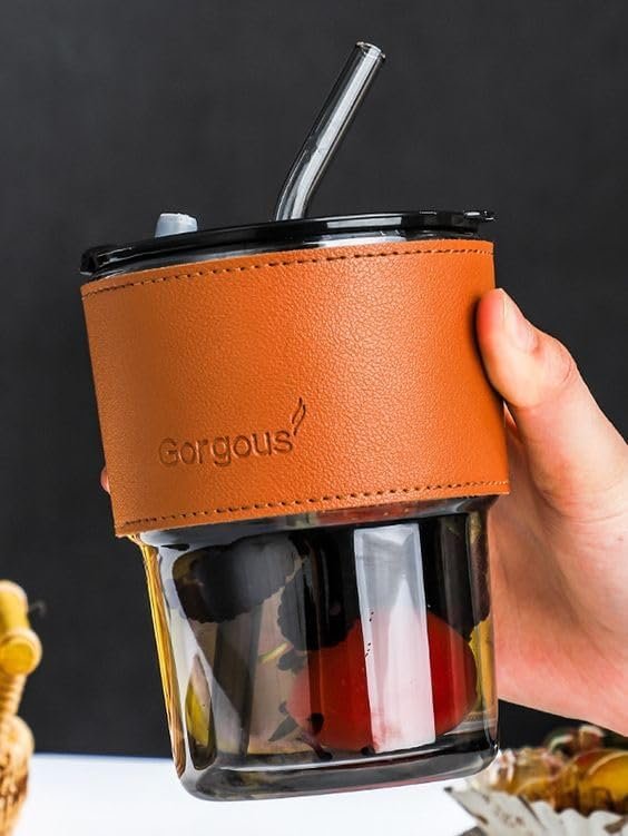 LEATHER MUG 400ML BLACK HEAVY LID SMALL  21295
