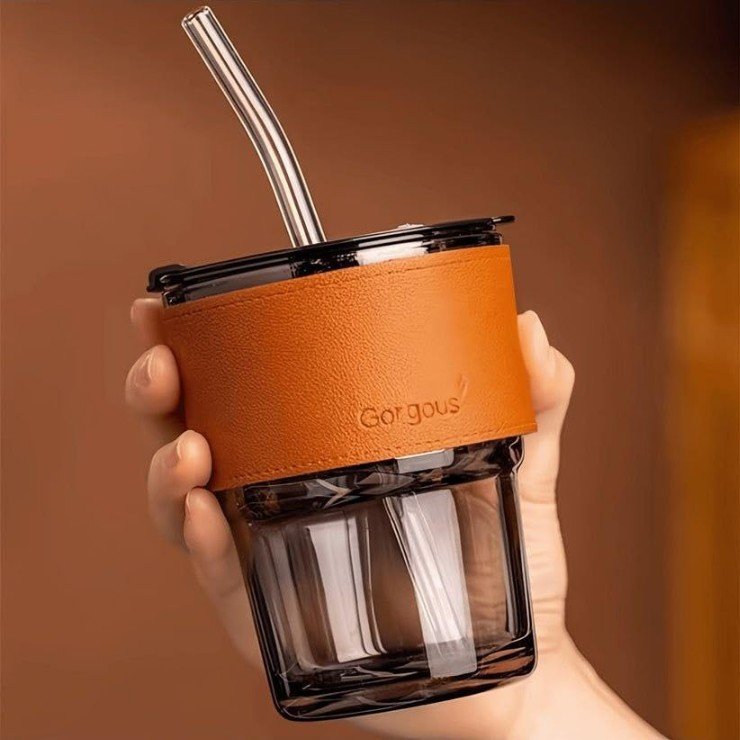 LEATHER MUG 400ML BLACK HEAVY LID SMALL  21295