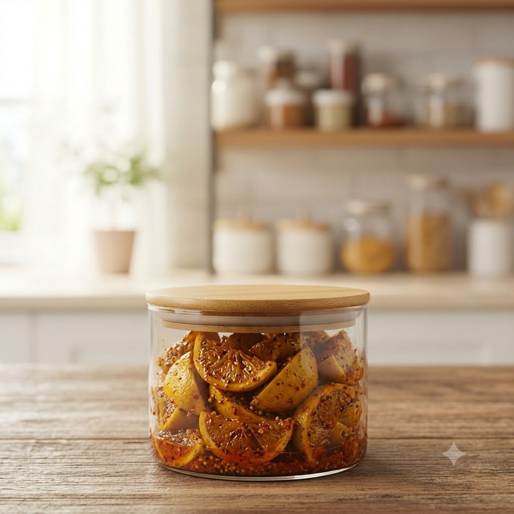 WOODEN LID JAR ROUND 500ML  (pack of 2)