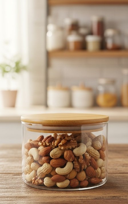WOODEN LID JAR ROUND 500ML  (pack of 2)
