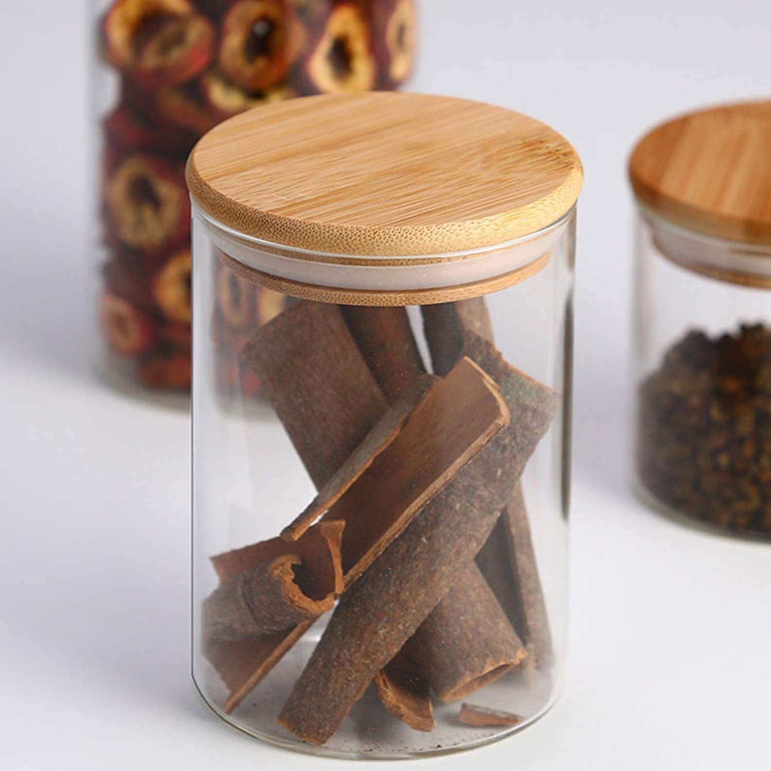 WOODEN LID JAR ROUND  1050ML (pack of 2)