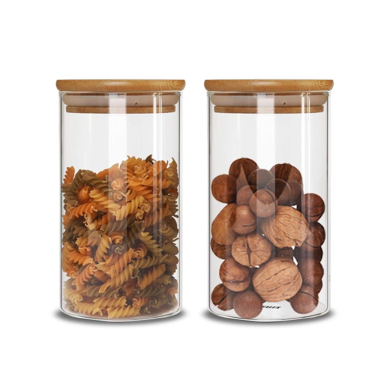 WOODEN LID JAR ROUND  1050ML (pack of 2)