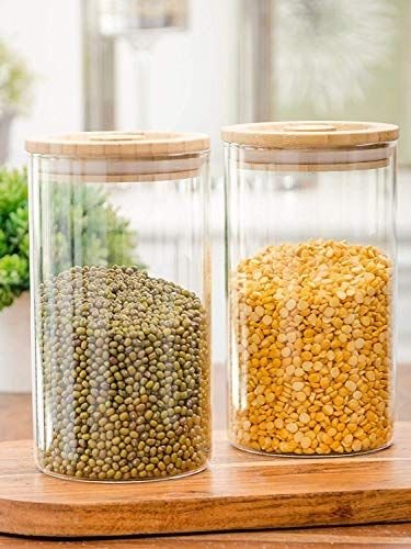 WOODEN LID JAR ROUND  1050ML (pack of 2)