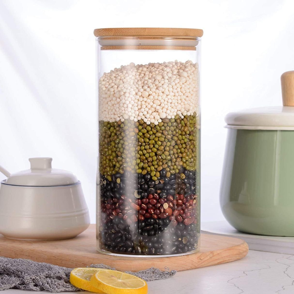 WOODEN LID JAR ROUND 1200ML  22327 | GPG10-1200-BB