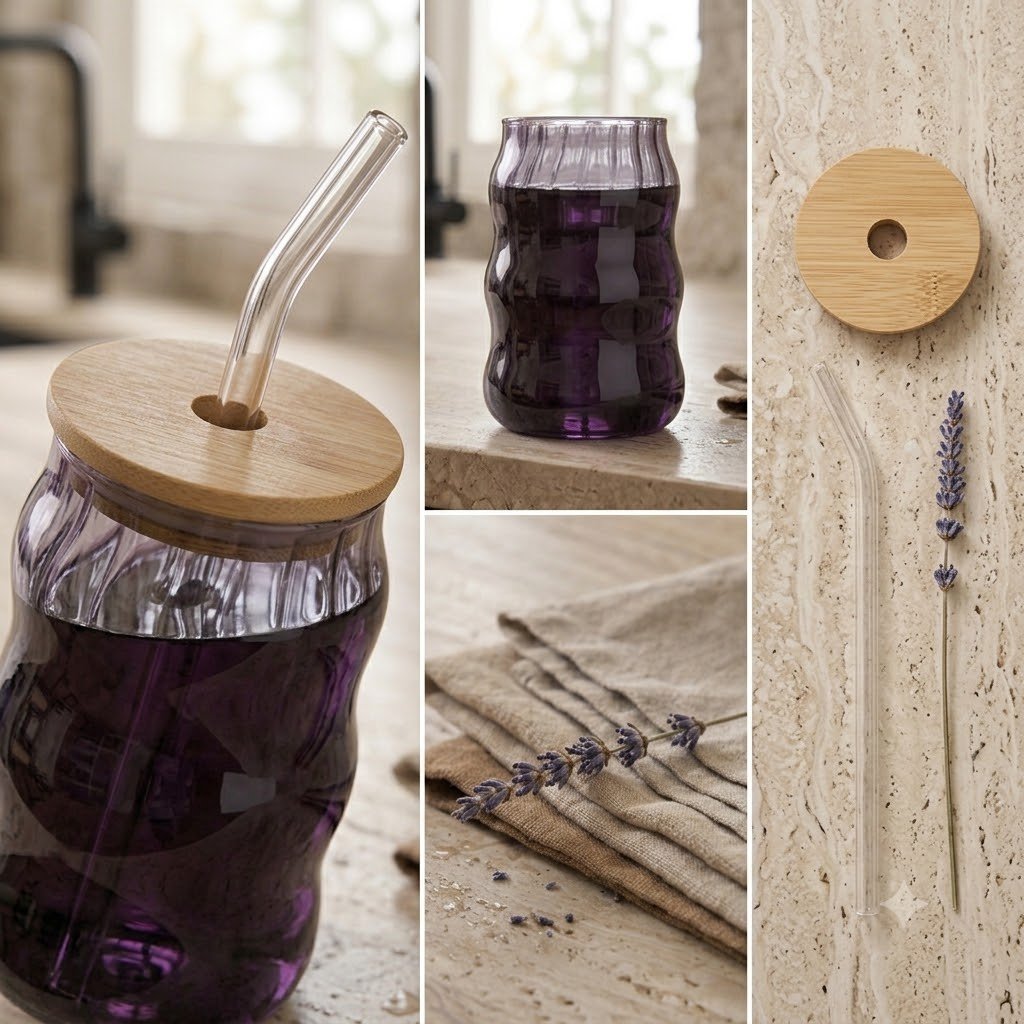 SLPPER TUMBLER WOODEN LID BLACK GOLD 510 ML