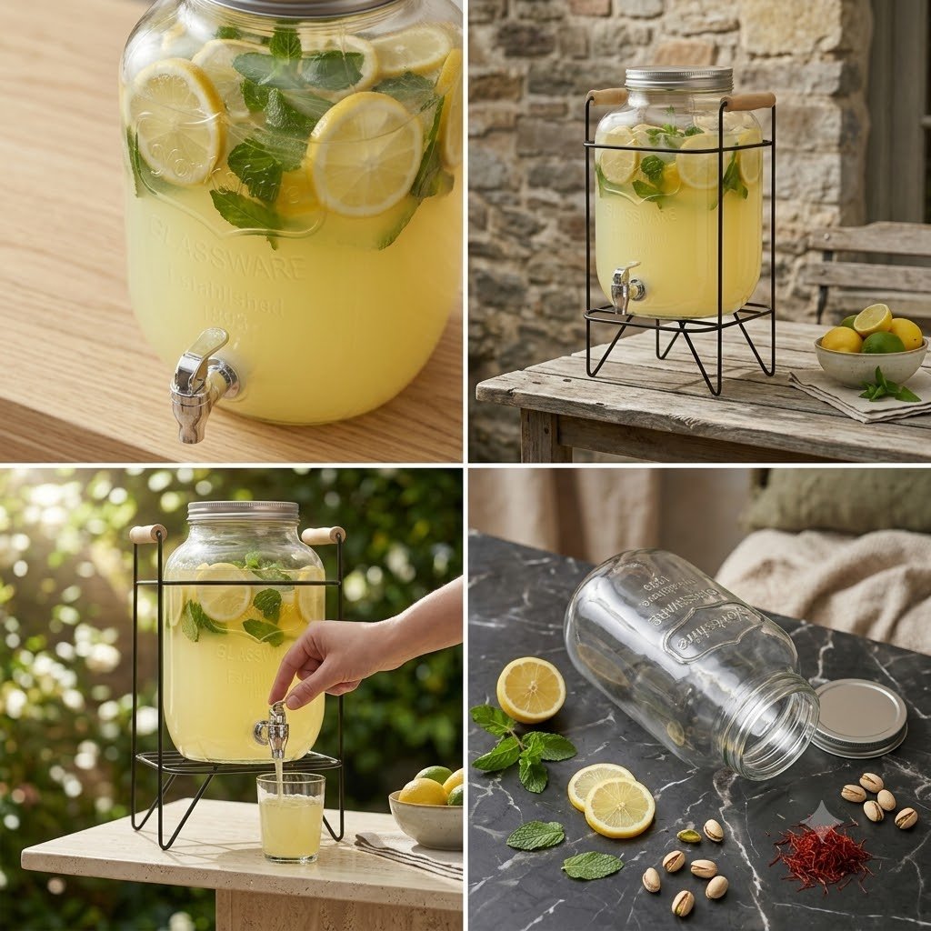 BEVAREGE JAR WITH CORK LID DISPENCER 5LTR   23225