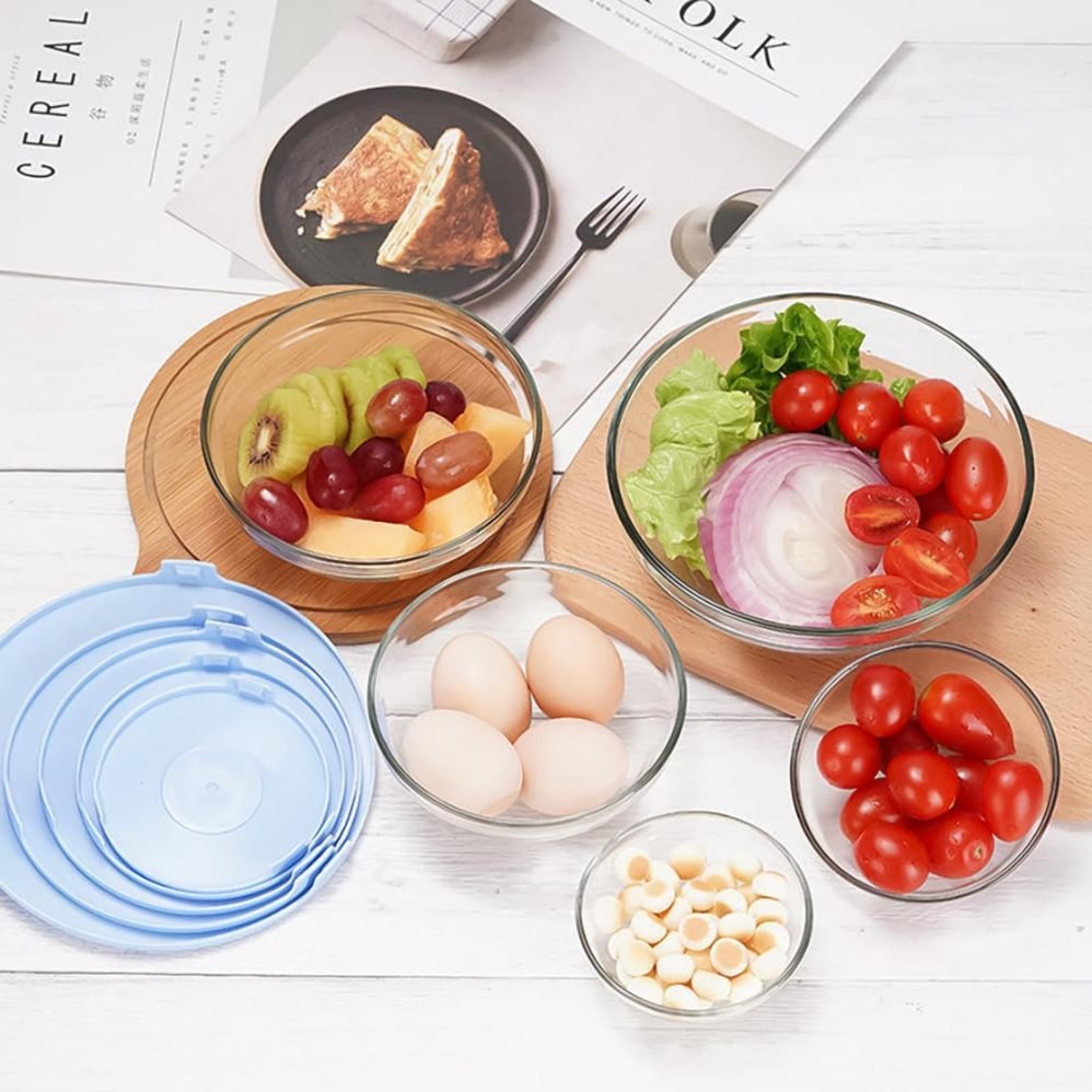 GLASS  BOWL SET ROUND 5 PCS LID 23319 | 808-FLOWER