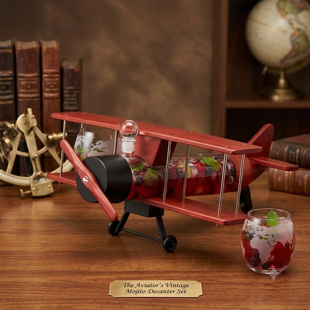 AIRPLANE DECANTER SET OF 2 GLASSES  23292 / XZG-046