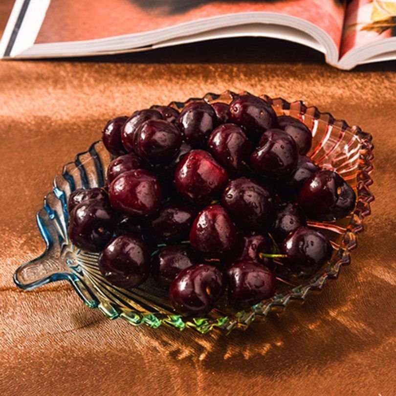 GLASS FRUIT LEAF PLATE MEDIUM 23118 | E521-48
