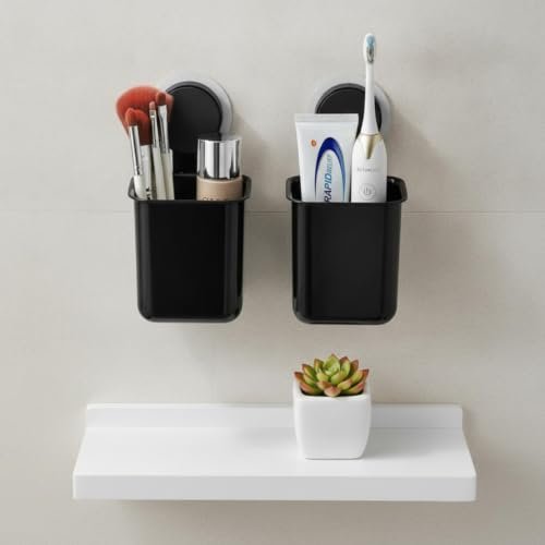 Plastic Toothbrush Holders for Bathroom | Wall Mounted Toothbrush Holder |(2 Toothbrush Holder)