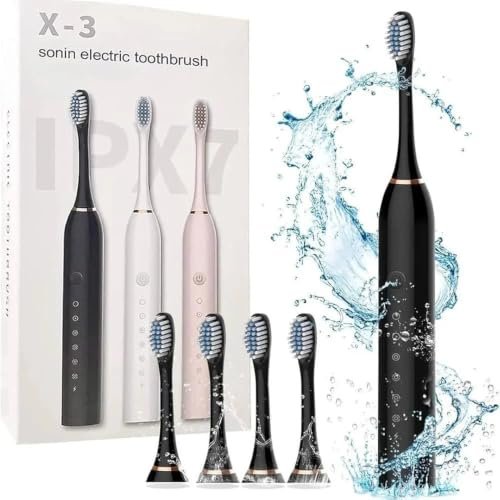 Electric Toothbrush for Adults &amp; Kids | 5 Cleaning Modes | 34000 Strokes/Min | USB Rechargeable | 4 Brush Heads