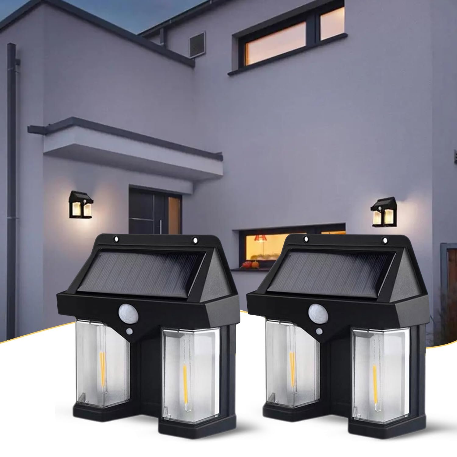 DUAL OUTDOOR SOLAR LIGHT WALL BULB