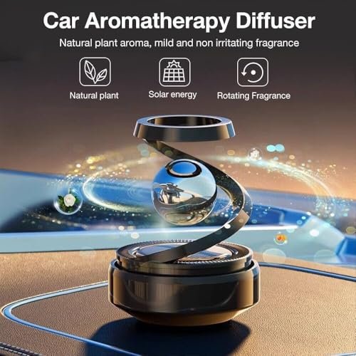 Solar Car Dashboard Air Freshener with Rotating Perfume Diffuser