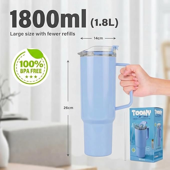 1800ML PLASTIC TUMBLER WITH HANDEL & LID