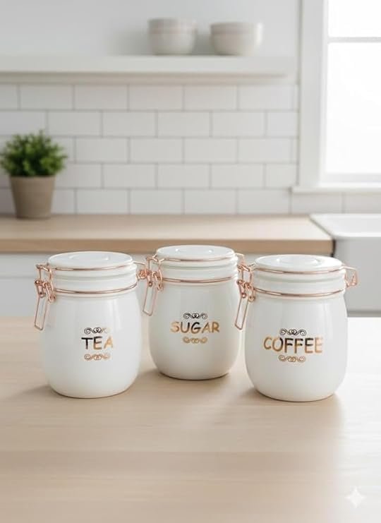 Tea, Coffee & Sugar Storage Container | 3 PCS (SWING CAP WHITE COLOUR 860ML 3PCS SET)