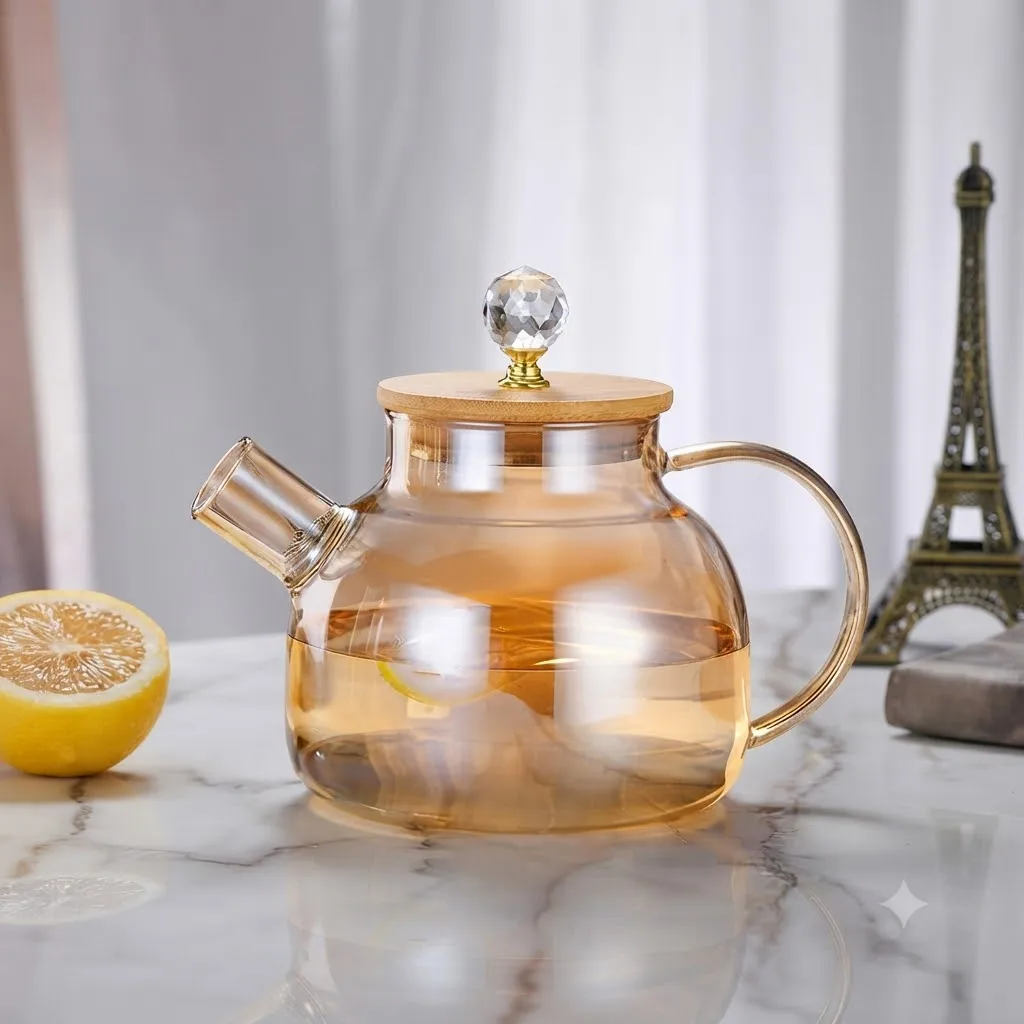KETTLE WOODEN CRYSTAL LID GOLD