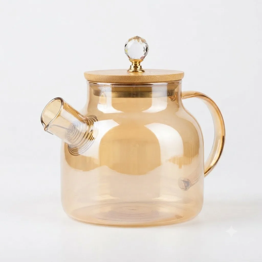 KETTLE WOODEN CRYSTAL LID GOLD