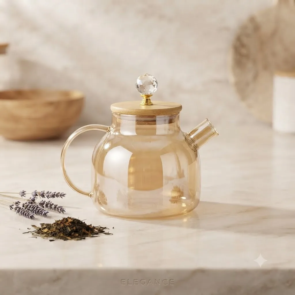 KETTLE WOODEN CRYSTAL LID GOLD