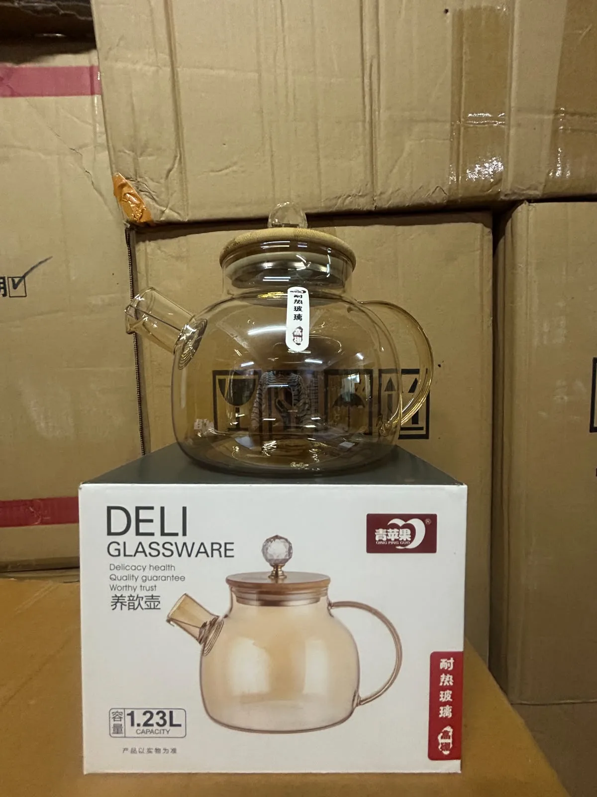 KETTLE WOODEN CRYSTAL LID GOLD