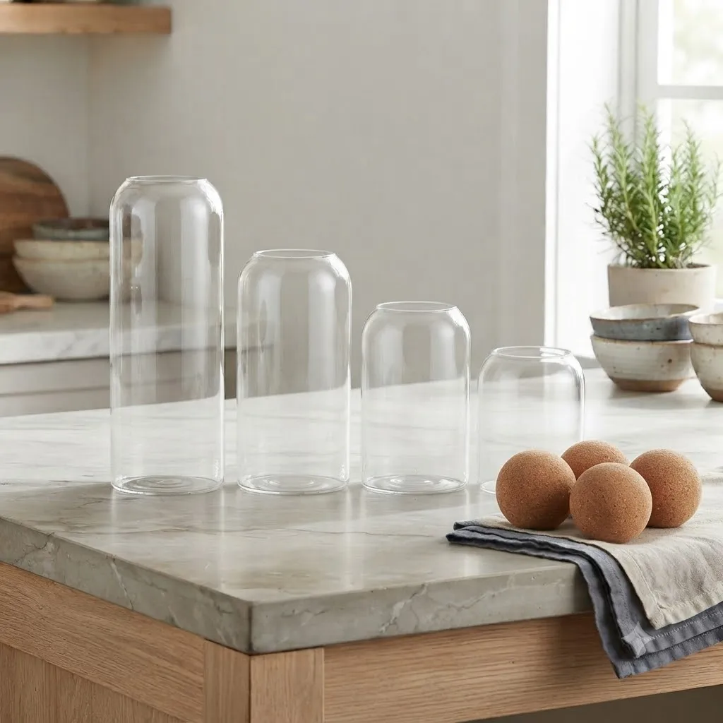 GLASS JAR CORK LID SET S,M,L